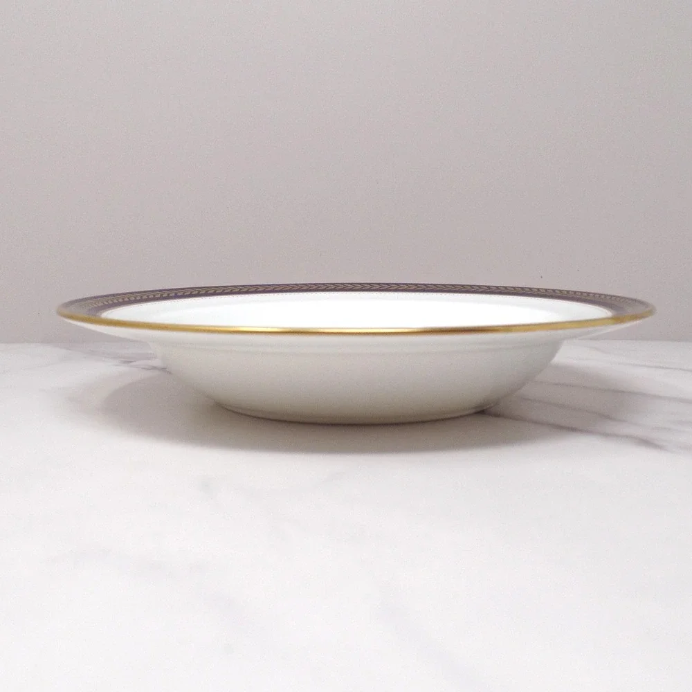Vintage Coalport Bone China Blue Wheat Rimmed Soup Bowl